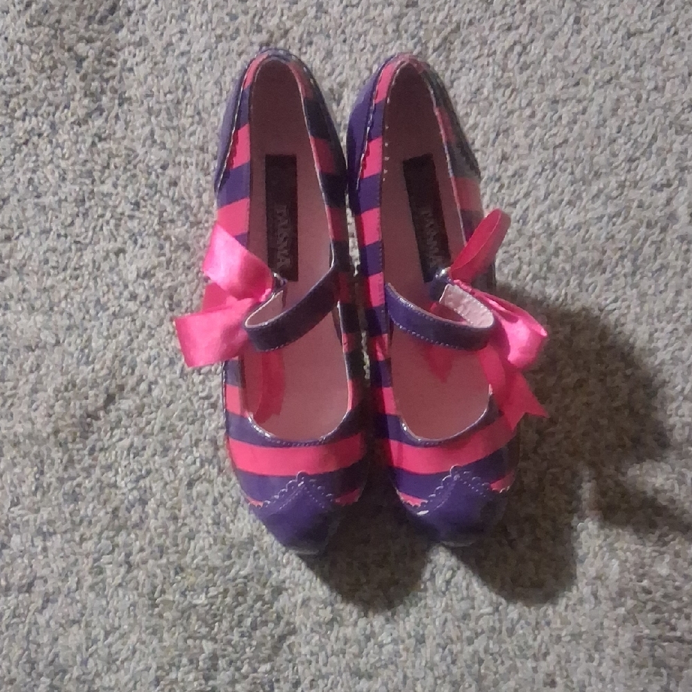Funtasma Pink and Purple Striped Heels with Bow